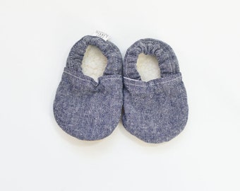 Soft Sole Baby Shoes, Linen Baby Booties, No slip Baby Shoes, Baby Moccs, Baby Moccasins, Baby Booties, Baby Slippers, Vegan Baby Shoe