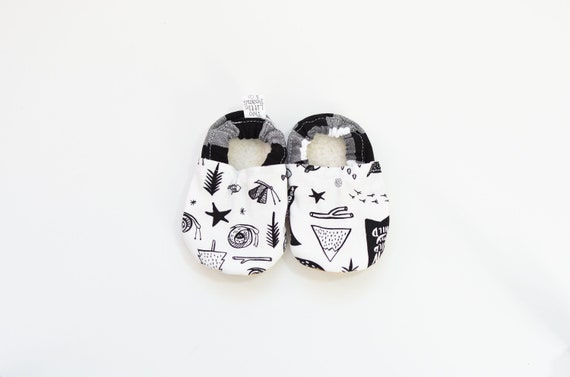 Woodland Baby Shoes Monochrome Baby Slippers Soft Sole Baby Shoes Camping Baby Shoes Baby Moccs Baby Moccasins Baby Booties vegan Baby Etsy Australia