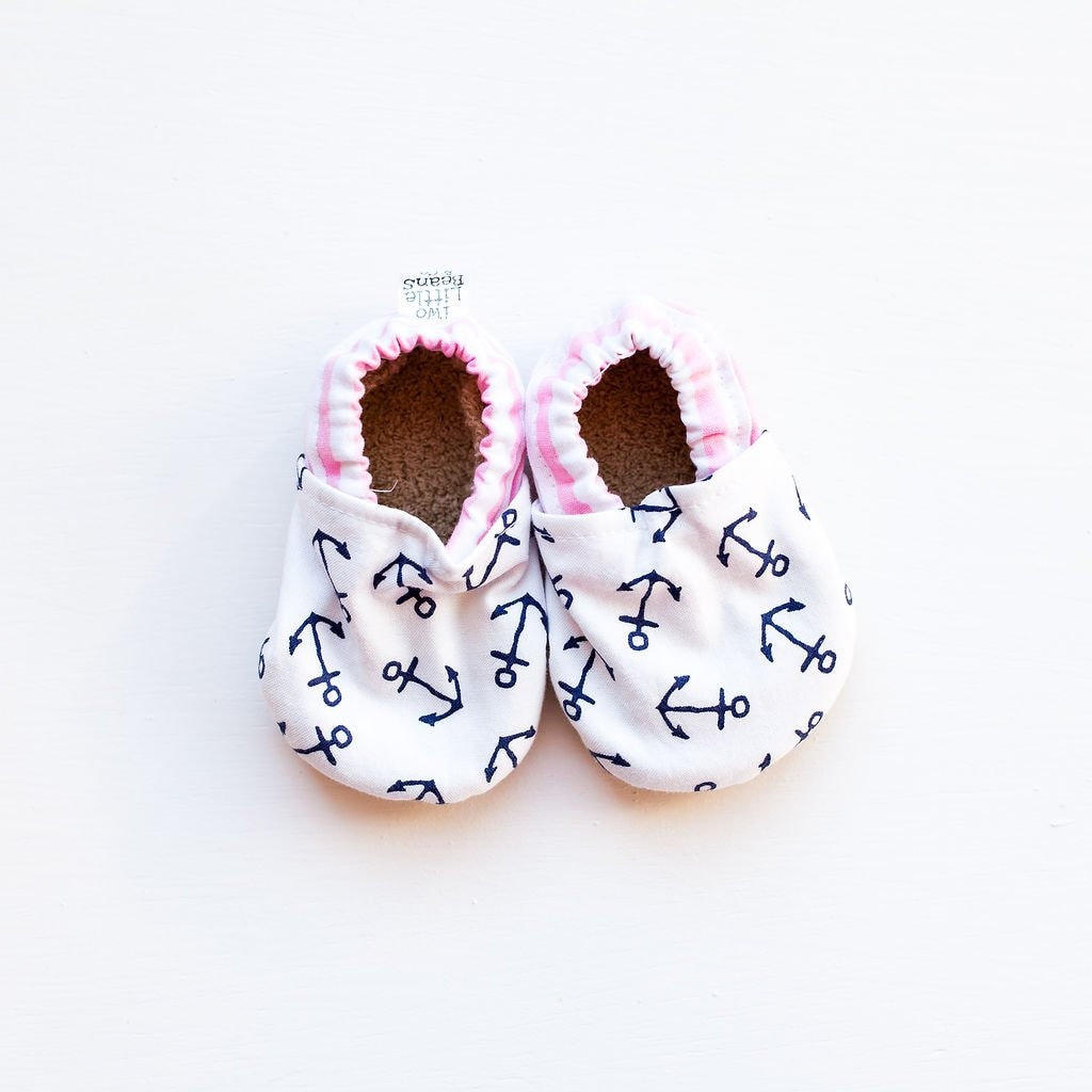 navy baby booties