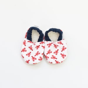 Lobster Baby booties, Maine baby gift, baby moccs, nautical baby outfit, toddler soft soled shoes, Lobster baby clothes, Maine Made baby image 5