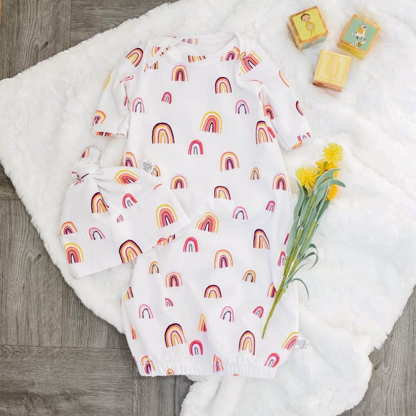 Rainbow Baby Layette Gown | Rainbow Coming Home Outfit | Take Home Infant Gown | Newborn Baby Clothes | Bringing Home Baby Outfit | Gown