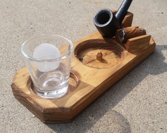 Custom Cigar Ashtray w/Optional Scotch Holder