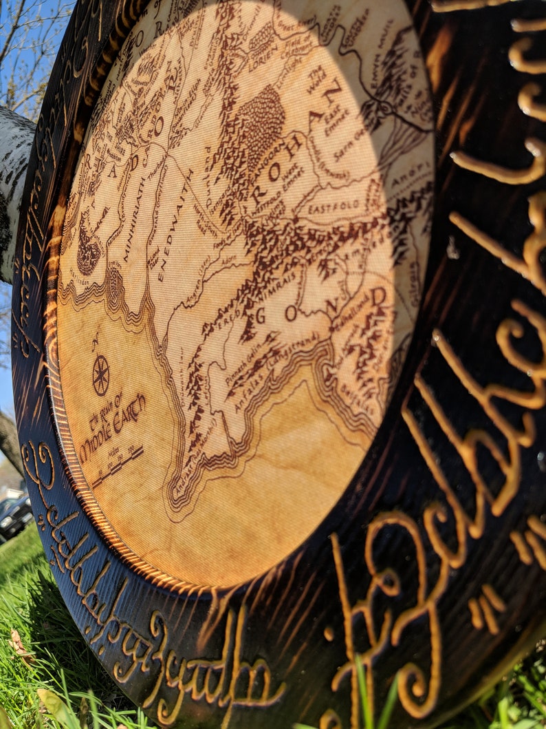 Lord Of The Rings Rings Of Power Lord of the Rings Map with Elvish Frame The Ring of Power | Etsy