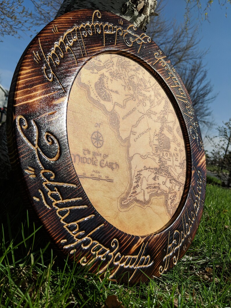 Lord of the Rings Map with Elvish Frame The Ring of Power | Etsy