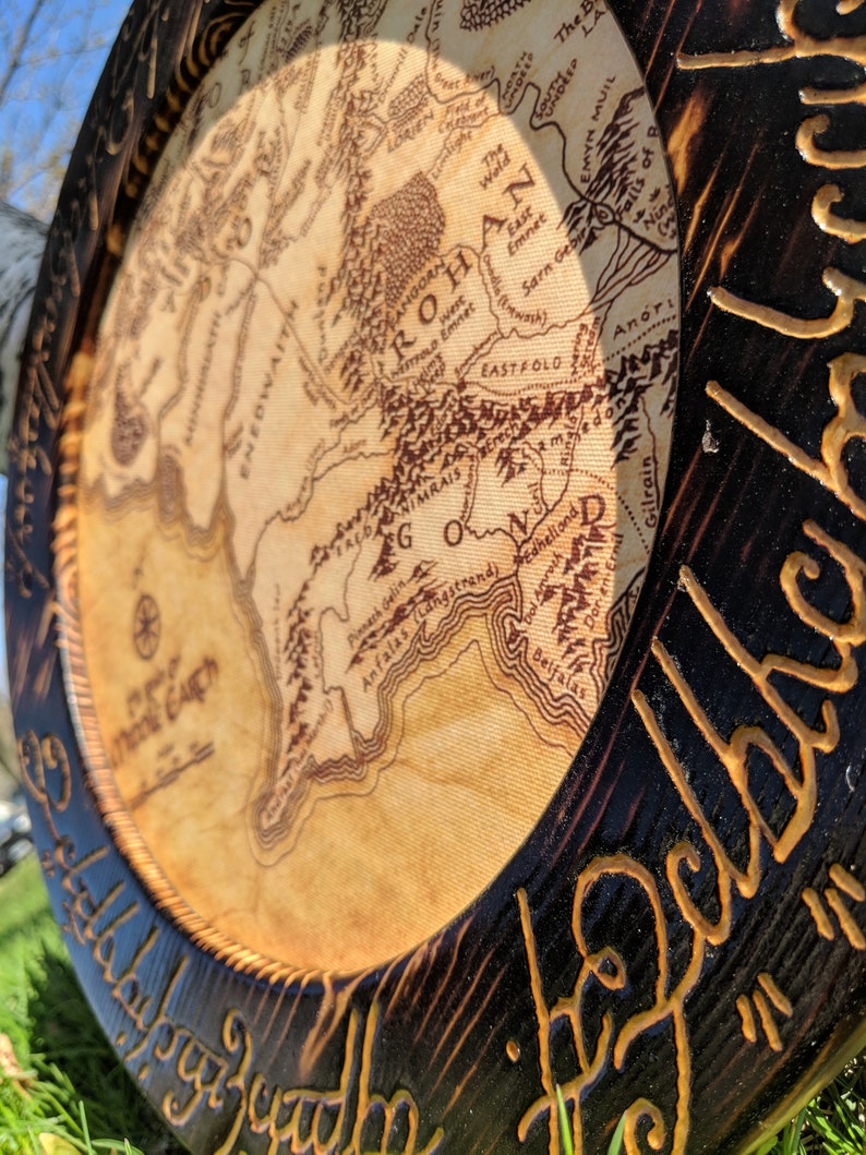 Lord of the Rings Map with Elvish Frame The Ring of Power | Etsy