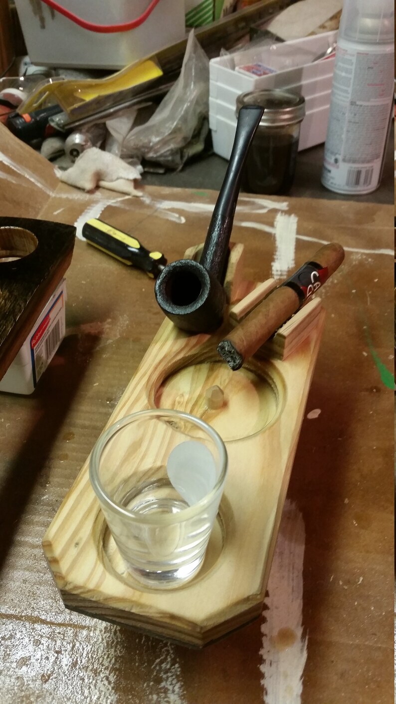 Custom Cigar Ashtray W/optional Scotch Holder Etsy