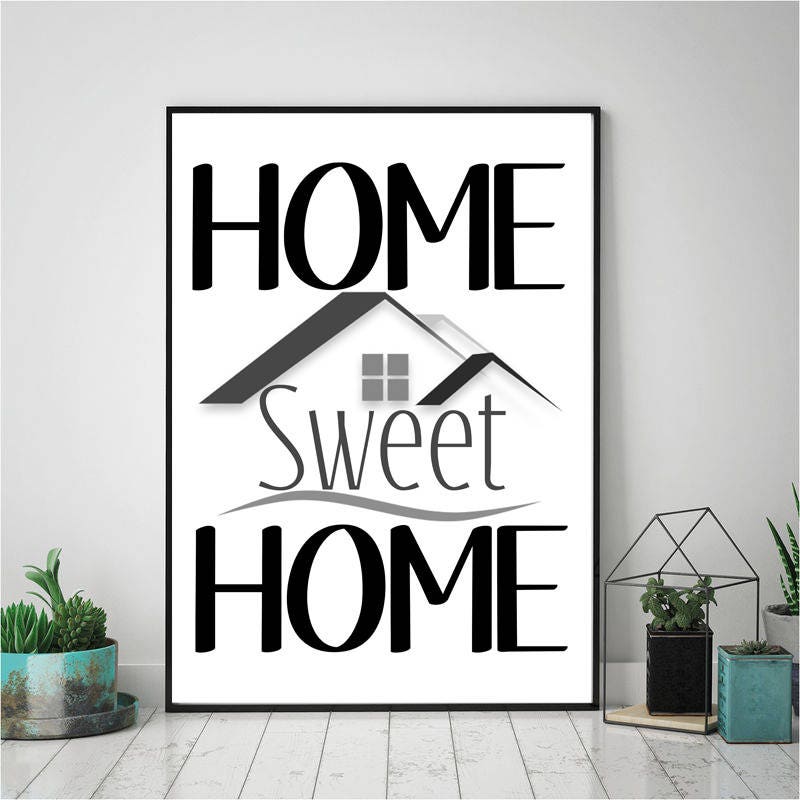 Home Sweet Home 1 Wall Decor 5 Sizes White Background Etsy