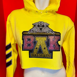 Blingy Yellow or Pink hoodie-Cropped version w/Chevrons (hoodie is Unisex)