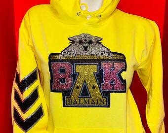 Blingy Yellow or Pink hoodie-FULL HOODIE w/CHEVRONS (hoodie is Unisex)