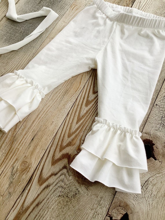 White clearance ruffle leggings