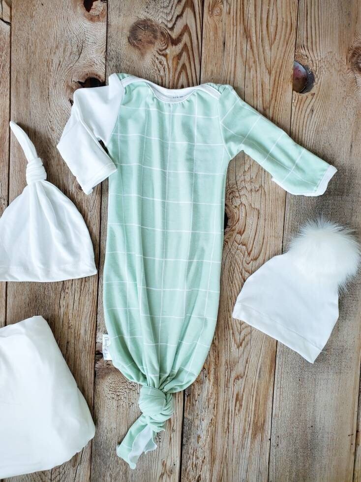 Boy Knotted Gown Set Baby Boy knot Gown Headband Blanket Etsy