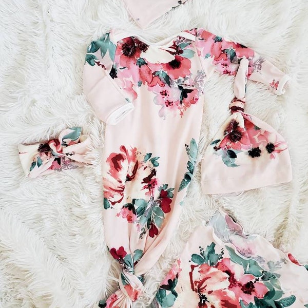 Baby Girl Knotted Sleeper Etsy UK