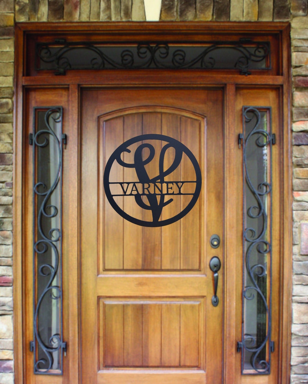 Personalized Metal Round Split Monogram Sign With Family Name - Wall ...