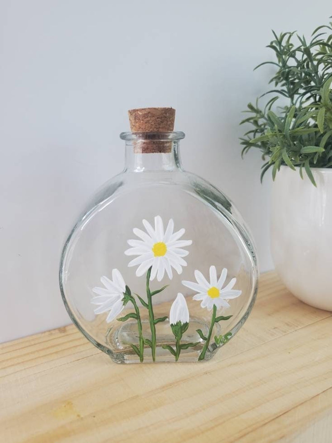 Hand Painted Floral Glass Bottle California Poppy Glass Etsy
