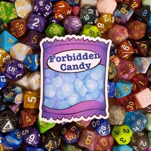 Forbidden Candy Dice Sticker | D&D Tabletop D20 Sticker | MTG Sticker | Gamer Gift | Nerd Pride