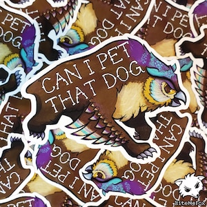 Dungeons and Dragons Creature Funny Gale Owlbear D&D Baulders Gate Design “Can I Pet That Dog?” Vinyl Sticker Set