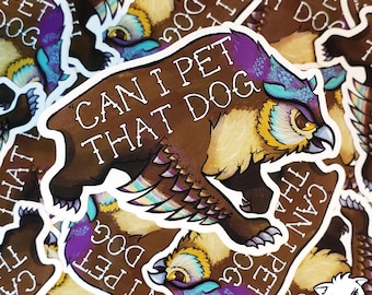 Dungeons and Dragons Creature Funny Gale Owlbear D&D Baulders Gate Design “Can I Pet That Dog?” Vinyl Sticker Set