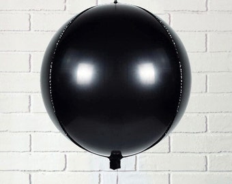 Elegant Balloons | 6ct Black Orbz Balloons | Black Sphere Balloon Bouquet | Birthday Balloons | Balloon Bouquets | Foil Balloons 6PK | 22"