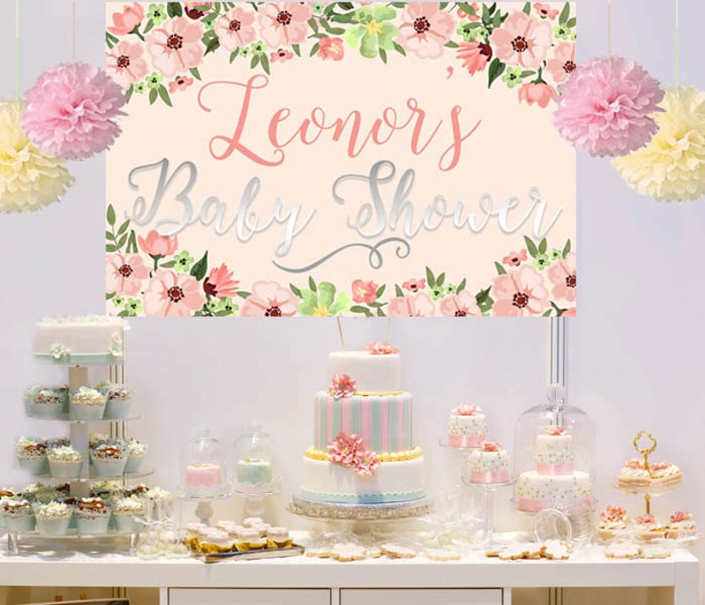 Spring Flowers Baby Shower Backdrop Baby Girl Photo Backdrop Etsy