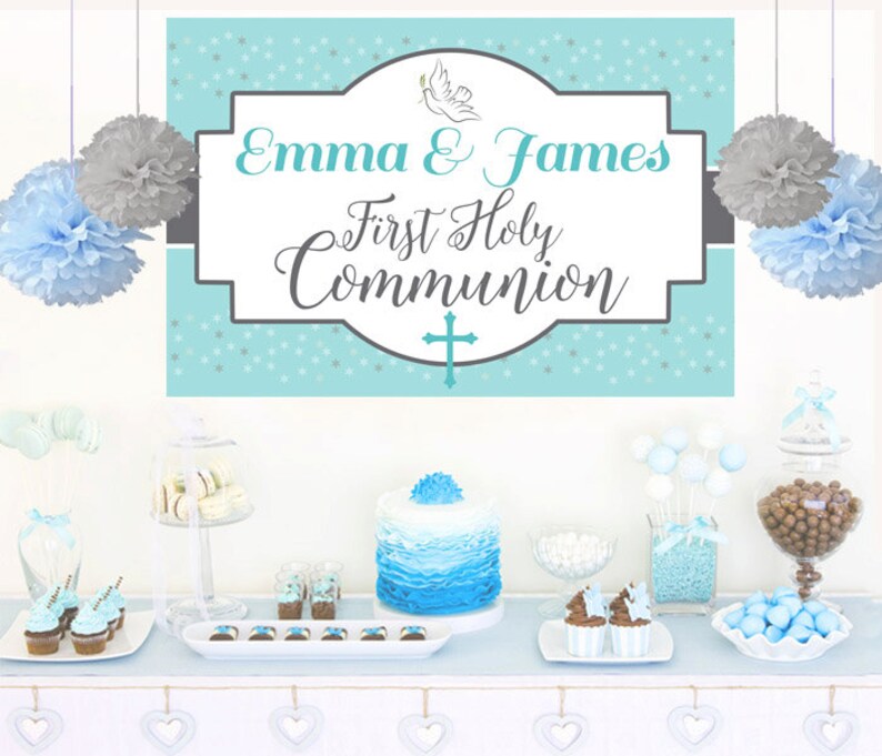 First Holy Communion Cake Table Backdrop Religious Photo Etsy