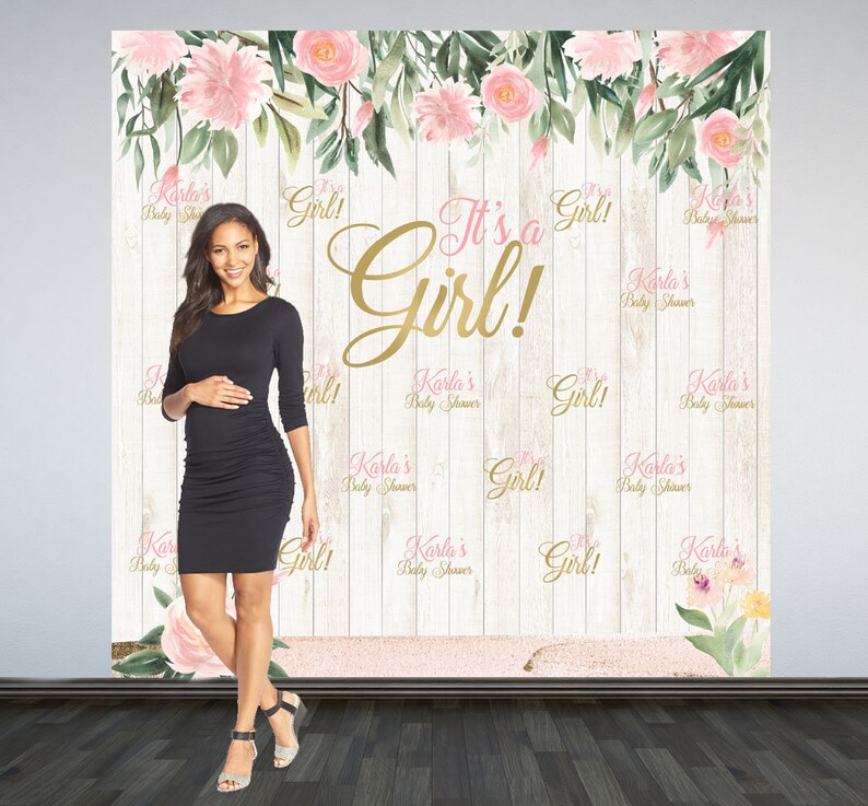 It S A Girl Floral Baby Shower Backdrop Photo Booth Etsy