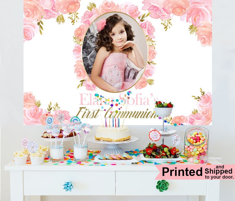 First Communion Cake Table Backdrop Religious Photo Backdrop Etsy