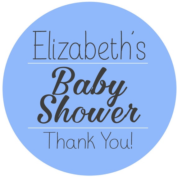 baby shower thank you personalized favor sticker simple etsy