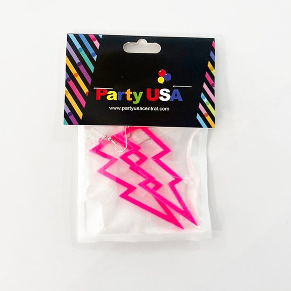 90's Earrings | Lighting Hot Pink Earrings | 80's Party Earrings | Neon Party Earrings  | Retro Party Earrings | Party Favors | Gifts