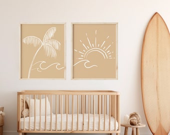 Beach Nursery Print - PRINT AT HOME - Boho Nursery Print, Palm Beach Wall Print, Surf Wall Print, Boy Nursery Print, Digital print