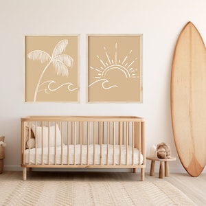 Impresión de vivero de playa - IMPRIMIR EN CASA - Impresión de vivero boho, Impresión de pared de Palm Beach, Impresión de pared de surf, Impresión de vivero de niños, Impresión digital