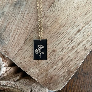 Rectangular Poppy Pendant Necklace