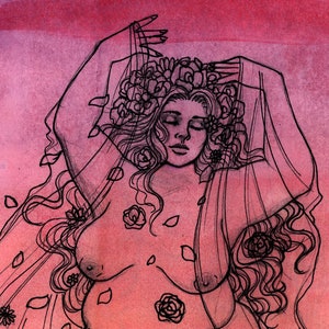 Her - 11 x 17 ink and watercolor body positive art print