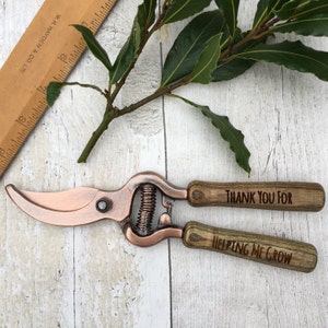 Thank You For Helping Me Grow Copper Plated Garden Pruner Secateurs, Retirement Gift, Christmas Gift, Fathers Day, Gift for Gardeners