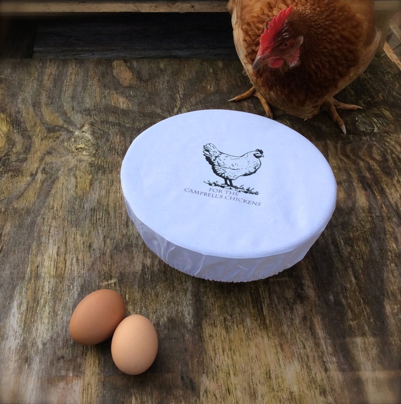 Personalised Cotton Bowl Cover for Hen and Chicken Lovers