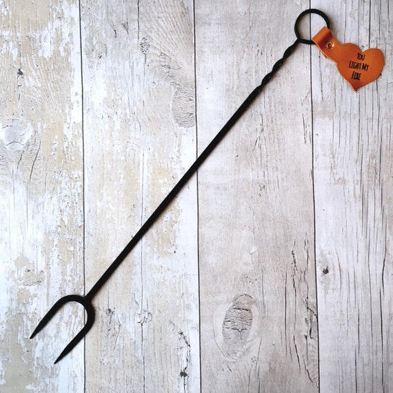 Forged Iron Toasting Fork With Heart Shaped Leather Tab Can Be Etsy