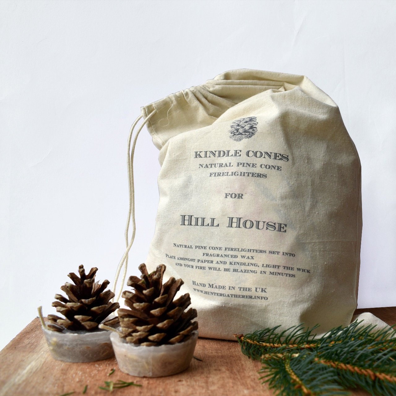 Personalised Cotton Bag of Cinnamon Scented Kindle Cone - Etsy Canada