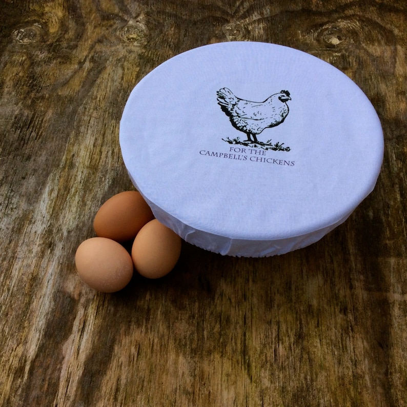 Personalised Cotton Bowl Cover for Hen and Chicken Lovers