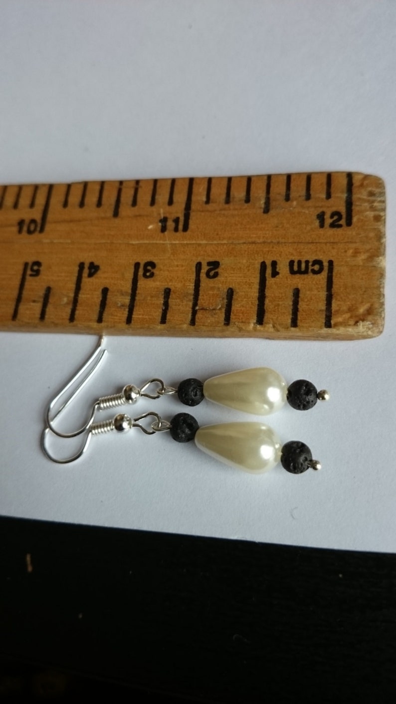 Teardrop Bead earrings with lava stone beads # 150