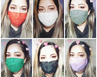 Buy 2 get 1 Free*Active Carbon Filters, Adults /Kids face Mask, mouth nose Mask, solid colors face cover Unisex, Reusable, washable, masks