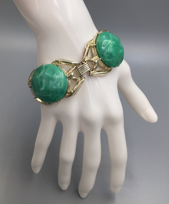 Chunky Bracelet, Green Cabs Wide Bracelet, Statem… - image 4