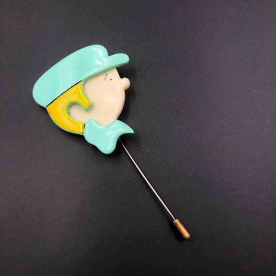 Art Deco Celluloid Figural Stick Pin, Charlie Bro… - image 3