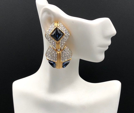 Toplin Weinberg Couture Earrings, Sapphire Blue G… - image 1