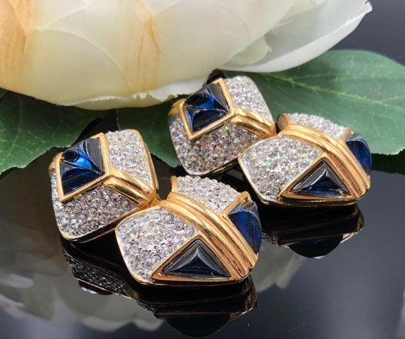 Toplin Weinberg Couture Earrings, Sapphire Blue G… - image 2