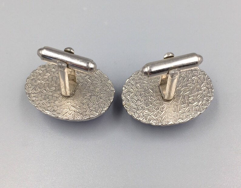Silver Toned Etched North Dakota State Flag Cufflinks