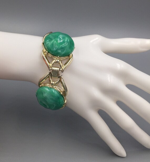 Chunky Bracelet, Green Cabs Wide Bracelet, Statem… - image 5