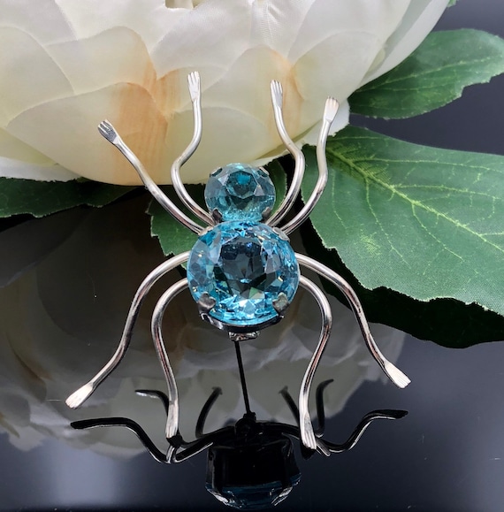 Large Spider Brooch, Dimensional Spider, Silver Sp