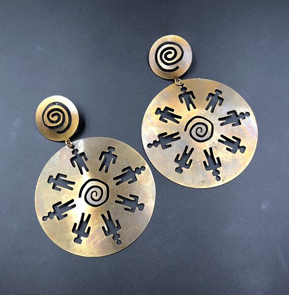 HUGE Brass Cut Out Statement Earrings, Chic Brand… - image 5
