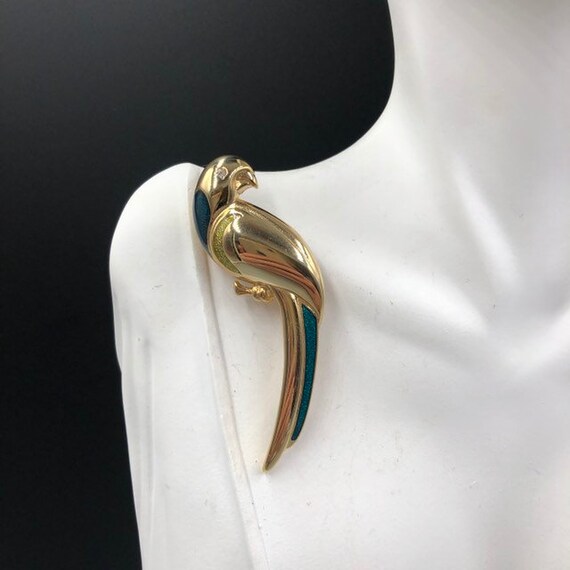 Parrot Brooch, Liz Claiborne Enamel Parrot Pin, Fi
