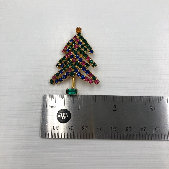 Christmas Tree Pin, Rhinestone Xmas Tree, Xmas Tr… - image 6