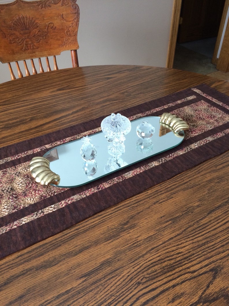Vintage Dresser Tray Mirrored Dresser Tray With Gold Handles Etsy